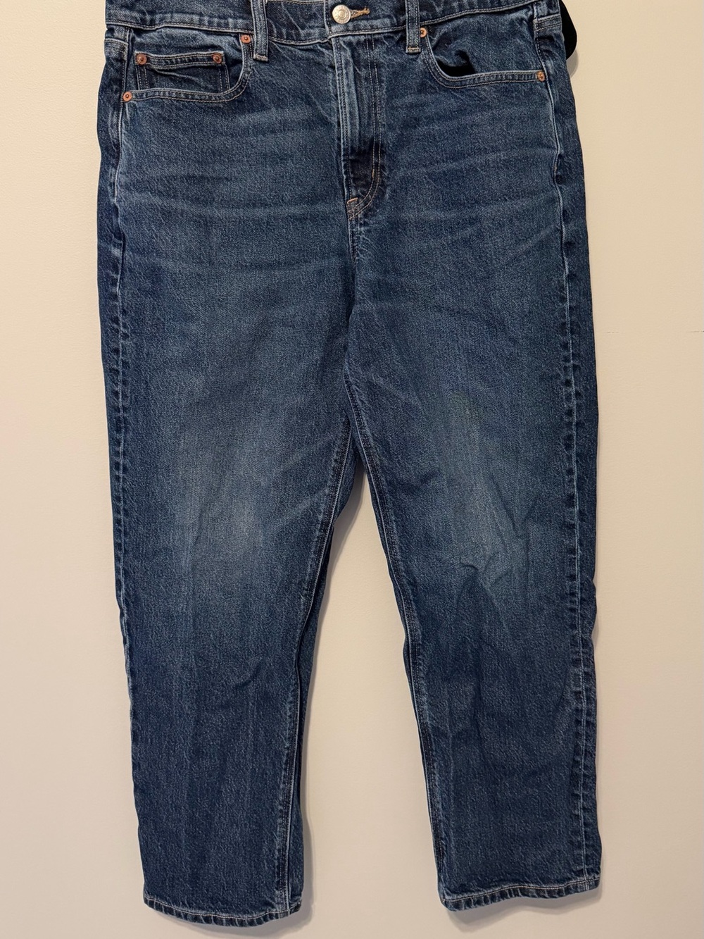 American Eagle Super High Rise Ankle Straight Jeans Size 12 Blue Stretch